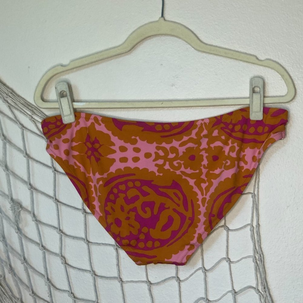 J. CREW Bikini Brief Fuschia Pink Orange with Gold Metal Side Buckles L - Picture 5 of 10